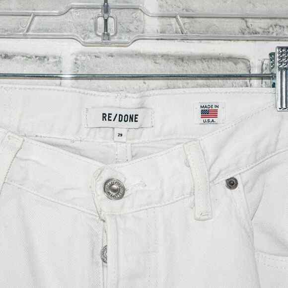 RE/DONE x LEVI'S Straight Skinny Denim Jeans white Distressed Rip Size 29 - Picture 12 of 16